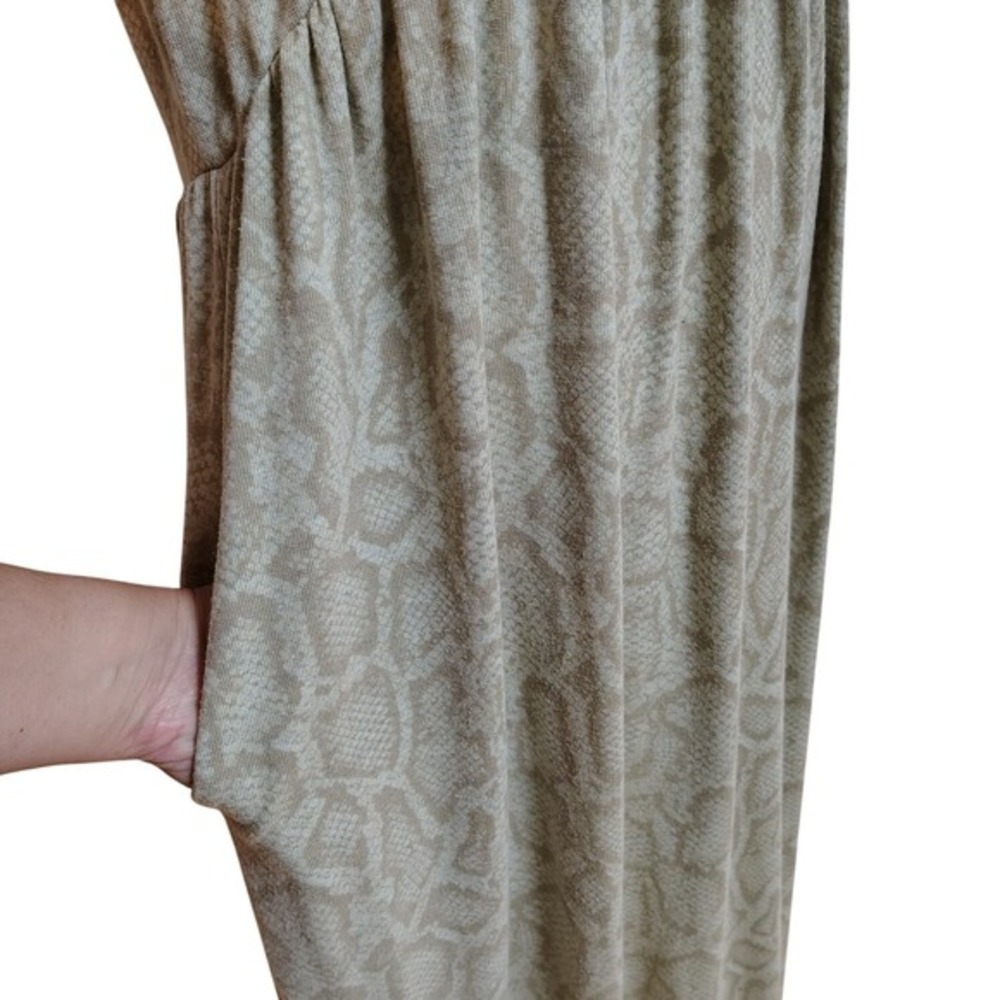 Jodifl Maxi Dress Women L Tan Snakeskin Print Sleeveless Empire Waist Pockets - Picture 5 of 9